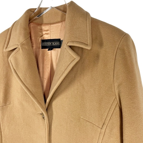 Vintage KRISTEN BLAKE Camel Lamb’s Wool & Cashmere Blend Pea Coat Plus Size 12 - Picture 2 of 8